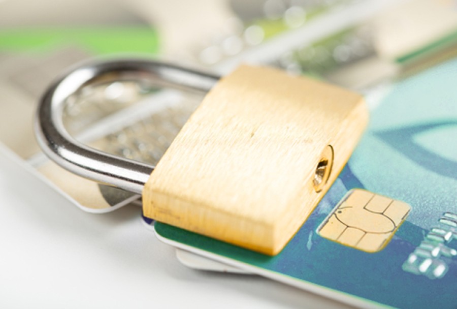 Pad lock on top of credit cards