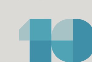The number 10 in blue on gray background