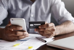 man paying bills