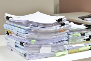 Ring binder full of documents